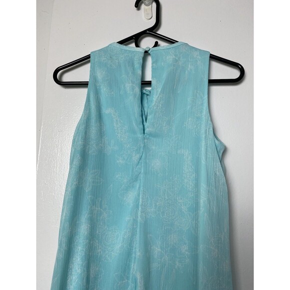 Chaps Mini Dress Aqua Turquoise Women's Size S-4 Chiffon Bow Tie Sleeveless - Picture 12 of 13